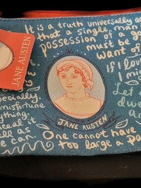 NEW. Jane Austen Blue Canvas Pouch.
